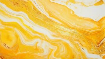 a close up of a marble surface with orange and white paint AI Generated photo