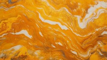 a close up of a marble surface with orange and white paint AI Generated photo
