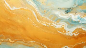 a close up of a marble surface with orange and white paint AI Generated photo