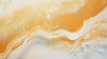 a close up of a marble surface with orange and white paint AI Generated photo