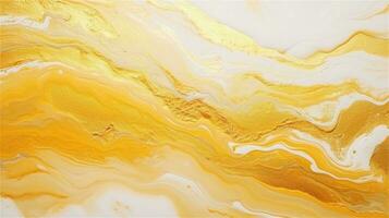 a close up of a marble surface with orange and white paint AI Generated photo