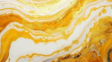 a close up of a marble surface with orange and white paint AI Generated photo
