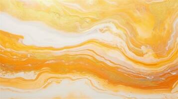 a close up of a marble surface with orange and white paint AI Generated photo