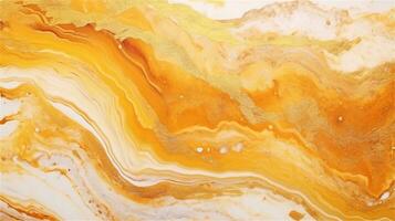 a close up of a marble surface with orange and white paint AI Generated photo