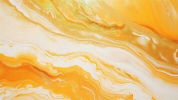 a close up of a marble surface with orange and white paint AI Generated photo