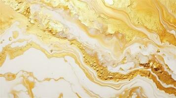 a close up of a marble surface with orange and white paint AI Generated photo