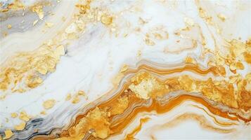 a close up of a marble surface with orange and white paint AI Generated photo