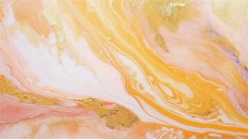a close up of a marble surface with orange and white paint AI Generated photo