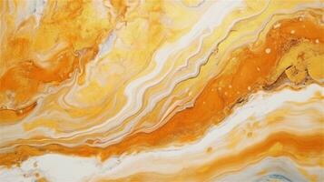 a close up of a marble surface with orange and white paint AI Generated photo