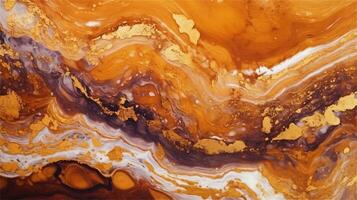 a close up of a marble surface with orange and white paint AI Generated photo