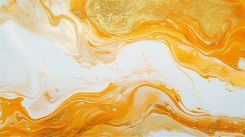 a close up of a marble surface with orange and white paint AI Generated photo