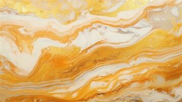 a close up of a marble surface with orange and white paint AI Generated photo