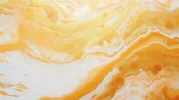 a close up of a marble surface with orange and white paint AI Generated photo