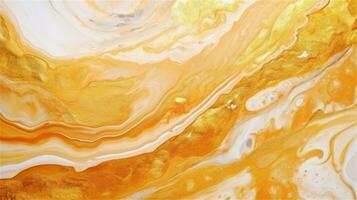 a close up of a marble surface with orange and white paint AI Generated photo