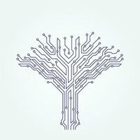 Circuit technology tree on white background. Computer engineering hardware system. vector