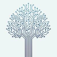 Vector Circuit technology tree on white background. Computer engineering hardware system.