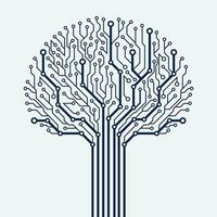 Vector Circuit technology tree on white background. Computer engineering hardware system.