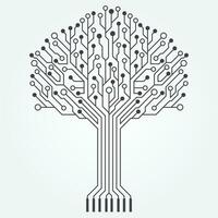 Circuit technology tree on white background. Computer engineering hardware system. vector