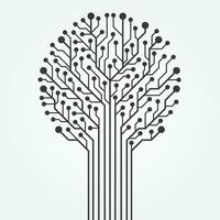 Circuit technology tree on white background. Computer engineering hardware system. vector