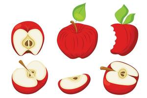 Red apple in flat style. Simple icon for your design. Vector illustration isolated on white background.