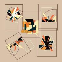 Abstract compositions set for print poster ,cover logo label and various uses. Chaotic compositions with sharp fragments and geometric shapes vector illustration in a modern style