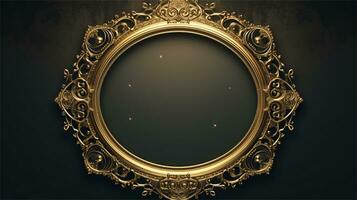 a gold frame with a black background AI Generated photo