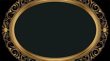 a gold frame with a black background AI Generated photo