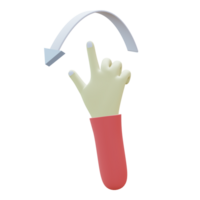 3 d illustratie van draaien links hand- gebaar icoon png