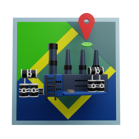 3 D illustration of factory location icon png