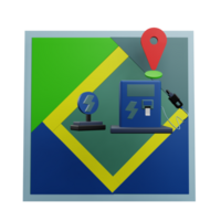 3 D illustration of electricity fuel location icon png