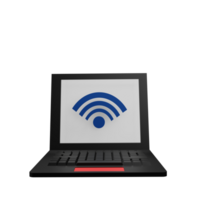 3 D illustration of laptop wifi icon png