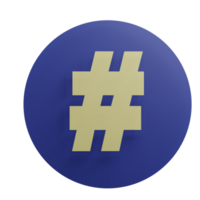 3 D illustration of Hastag icon png