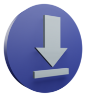 3 D illustration of download icon png