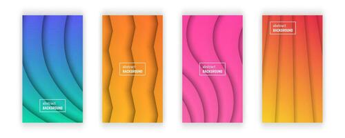 Abstract minimal gradient geometric background.  Set of four wave layer shape for banner, templates, cards. Vector illustration.