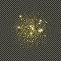 Gold glittering dust on a gray background. Dust with gold glitter effect and empty space for your text.  Vector illustration