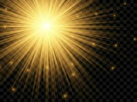 Sunlight on a background. Isolated yellow rays of light. Vector illustration