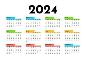 Calendar for 2024 isolated on a white background vector