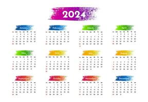 Calendar for 2024 isolated on a white background vector