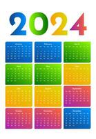 Calendar for 2024 isolated on a white background vector