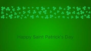 Happy Saint Patrick's day green background. Green clover leaves pattern. Vector illustration.