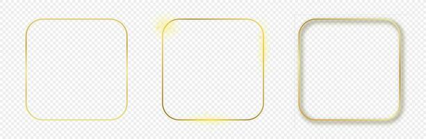 Gold glowing rounded square frame vector