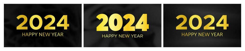 2024 Happy New Year on dark silk background vector