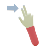 3 D illustration of swipe right hand gesture icon png