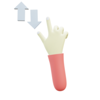 3 d illustration av vertikal skrolla hand gest ikon png