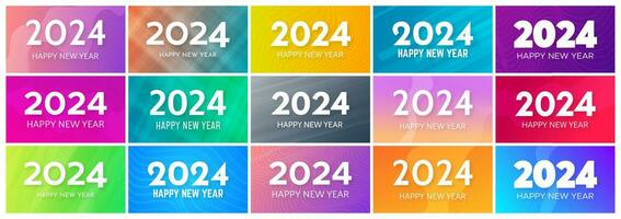 2024 Happy New Year on colorful backgrounds vector