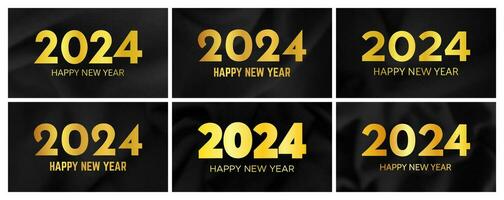 2024 Happy New Year on dark silk background vector