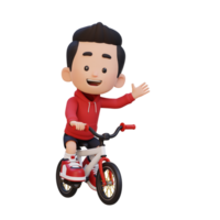 3D kid character ride bike go to school png