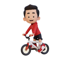 3d kind karakter rijden fiets Gaan naar school- png