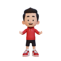 3D kid character in talking and explaining pose png