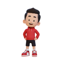 3D cute kid character in confident pose hand on hip png